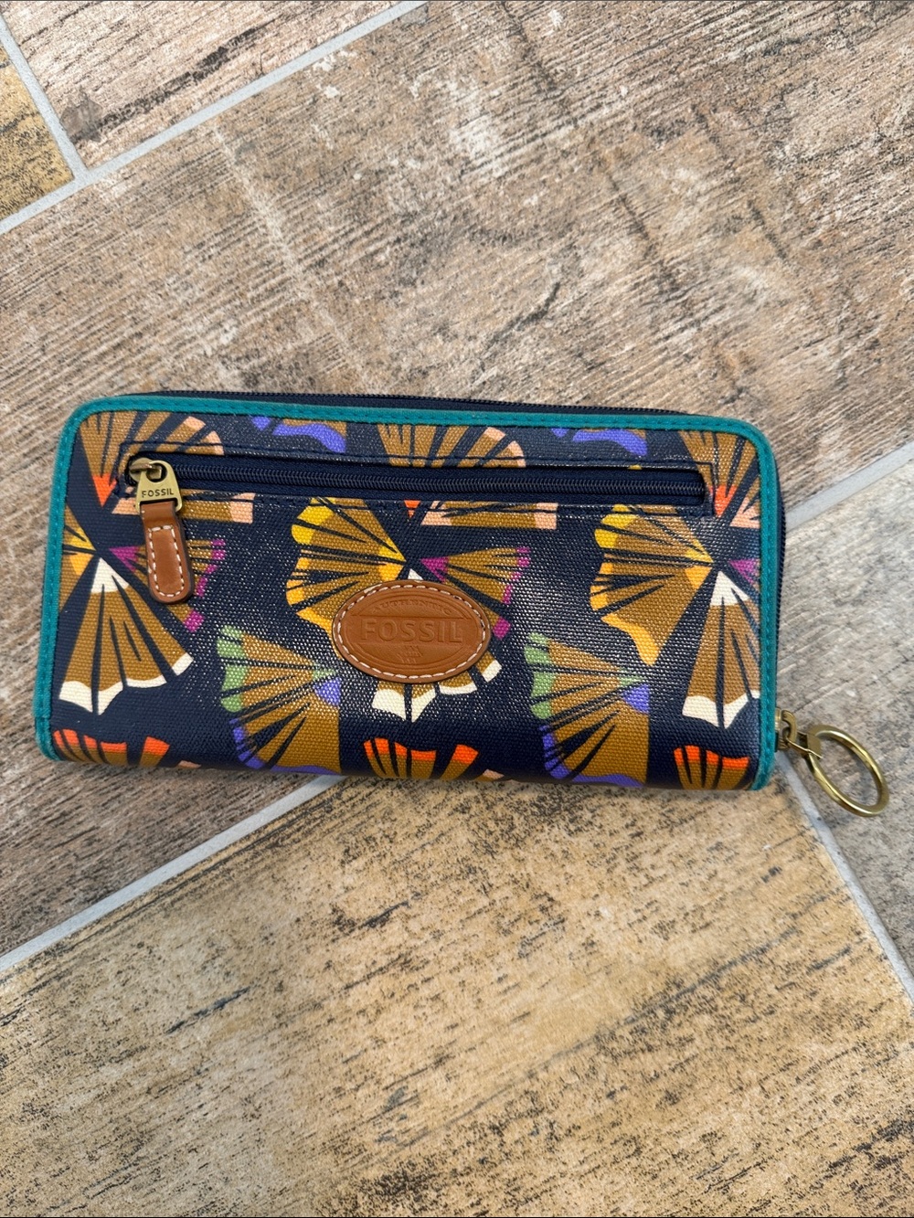 Fossil Long Womens Zip Wallet Card Slots Multicolor
